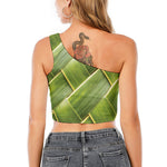 Coconut Leaf Print One Shoulder Crop Top