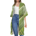 Coconut Leaf Print Open Front Beach Cover Up