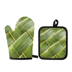 Coconut Leaf Print Oven Mitt And Pot Holder Set