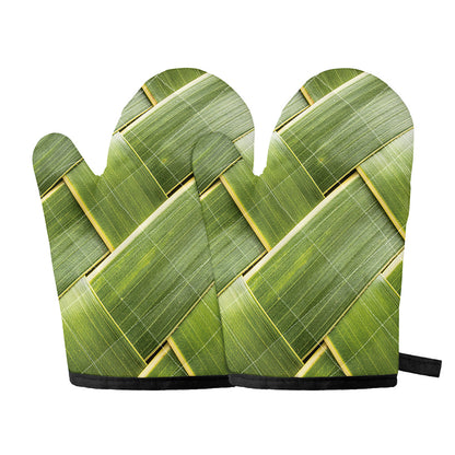 Coconut Leaf Print Oven Mitts