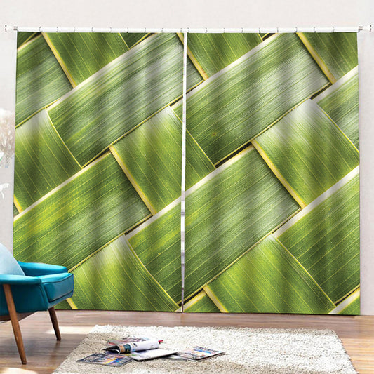 Coconut Leaf Print Pencil Pleat Curtains