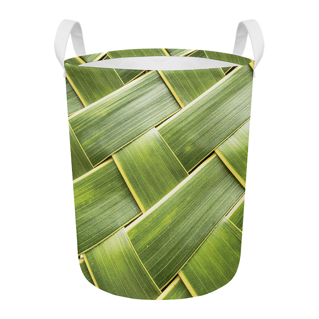 Coconut Leaf Print Round Laundry Basket