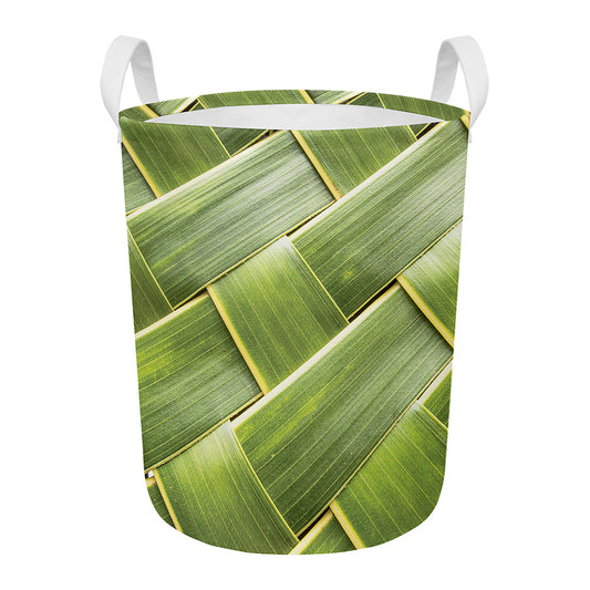 Coconut Leaf Print Round Laundry Basket