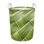 Coconut Leaf Print Round Laundry Basket