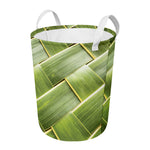 Coconut Leaf Print Round Laundry Basket