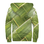 Coconut Leaf Print Sherpa Lined Zip Up Hoodie