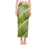 Coconut Leaf Print Side Slit Maxi Skirt