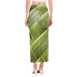 Coconut Leaf Print Side Slit Maxi Skirt