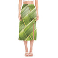 Coconut Leaf Print Side Slit Midi Skirt