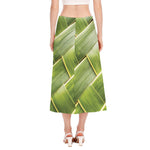 Coconut Leaf Print Side Slit Midi Skirt