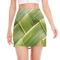 Coconut Leaf Print Side Slit Mini Skirt
