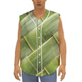 Coconut Leaf Print Sleeveless Baseball Jersey