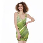 Coconut Leaf Print Sleeveless Bodycon Dress