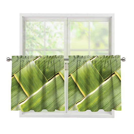 Coconut Leaf Print Tier Curtains