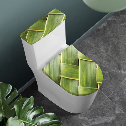 Coconut Leaf Print Toilet Lid And Tank Cover Set