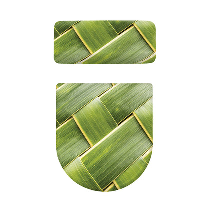 Coconut Leaf Print Toilet Lid And Tank Cover Set