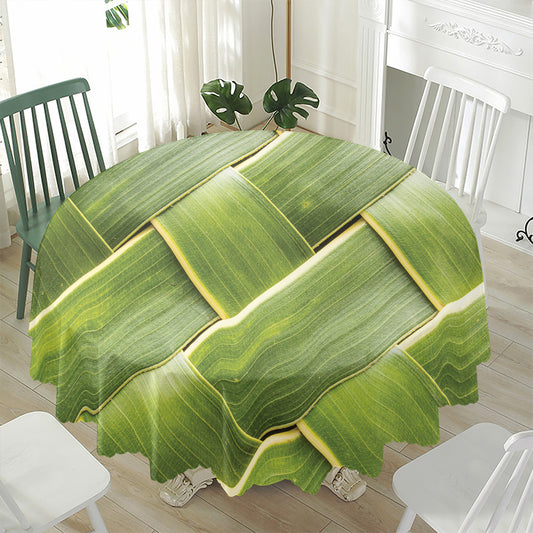 Coconut Leaf Print Waterproof Round Tablecloth