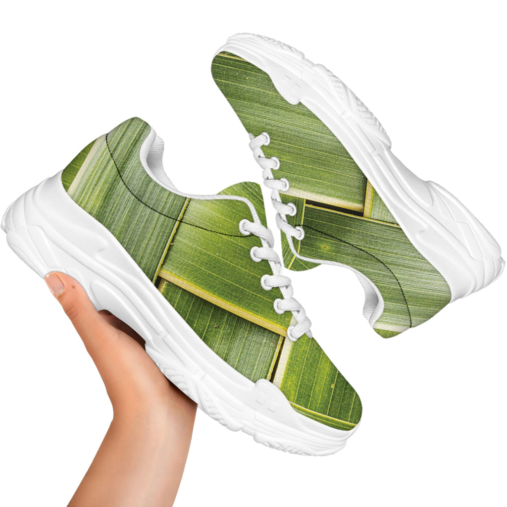 Coconut Leaf Print White Chunky Shoes