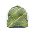 Coconut Leaf Print White Mesh Trucker Hat