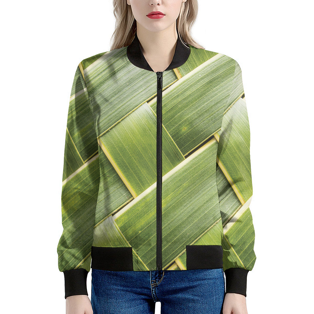 Coconut Leaf Print Women's Bomber Jacket