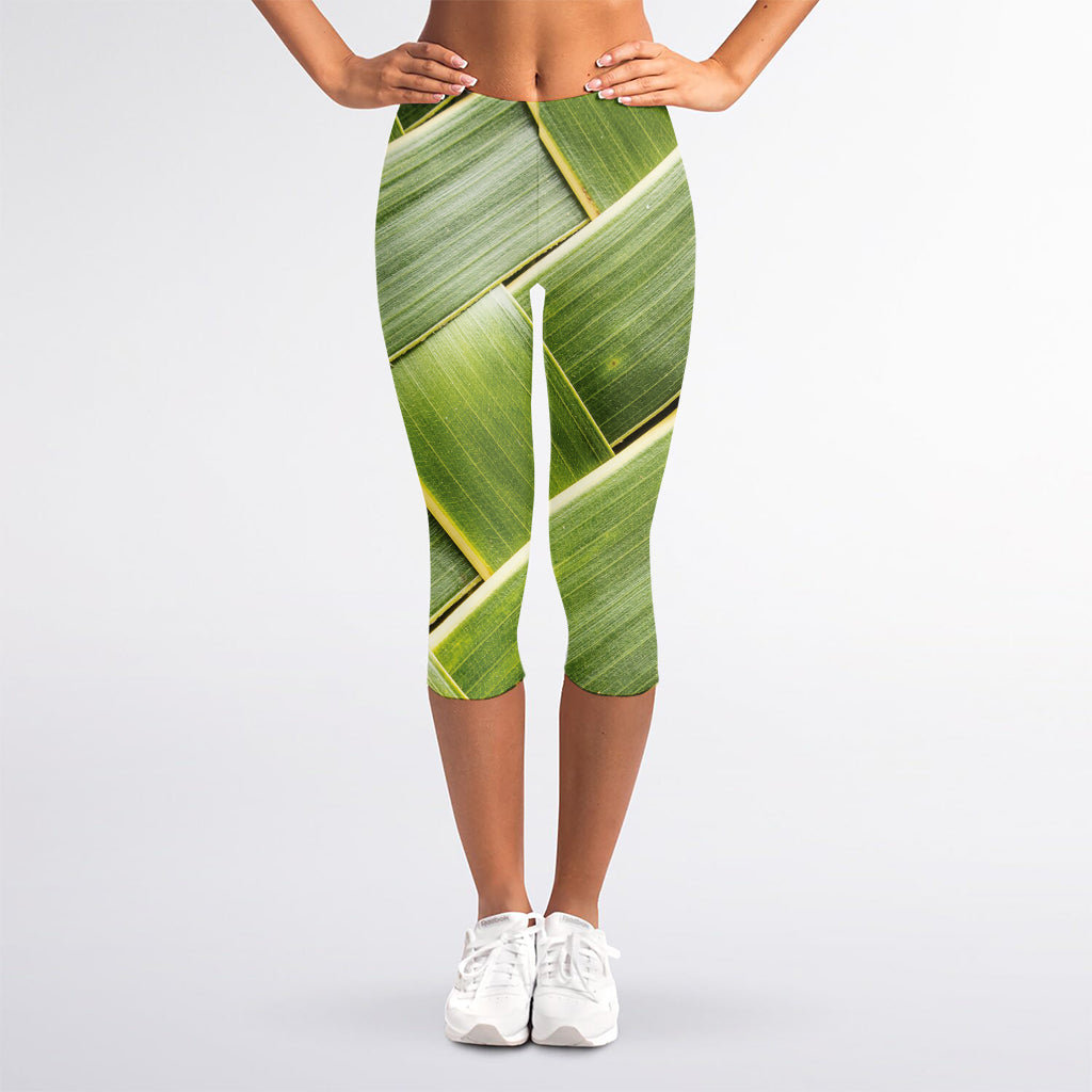 Coconut Leaf Print Women's Capri Leggings