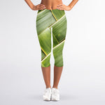 Coconut Leaf Print Women's Capri Leggings