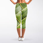 Coconut Leaf Print Women's Capri Leggings
