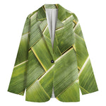 Coconut Leaf Print Women's Cotton Blazer