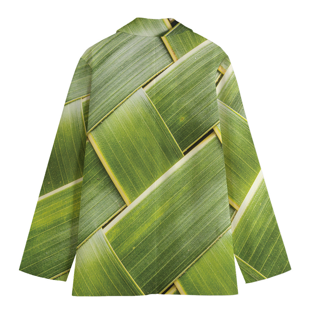 Coconut Leaf Print Women's Cotton Blazer