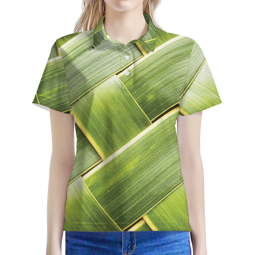 Coconut Leaf Print Women's Polo Shirt