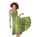 Coconut Leaf Print Sleeveless Knee Length Dress