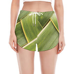 Coconut Leaf Print Women's Split Running Shorts