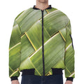 Coconut Leaf Print Zip Sleeve Bomber Jacket