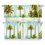 Coconut Tree Print 3 Piece Kitchen Curtains