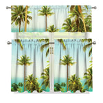 Coconut Tree Print 3 Piece Kitchen Curtains