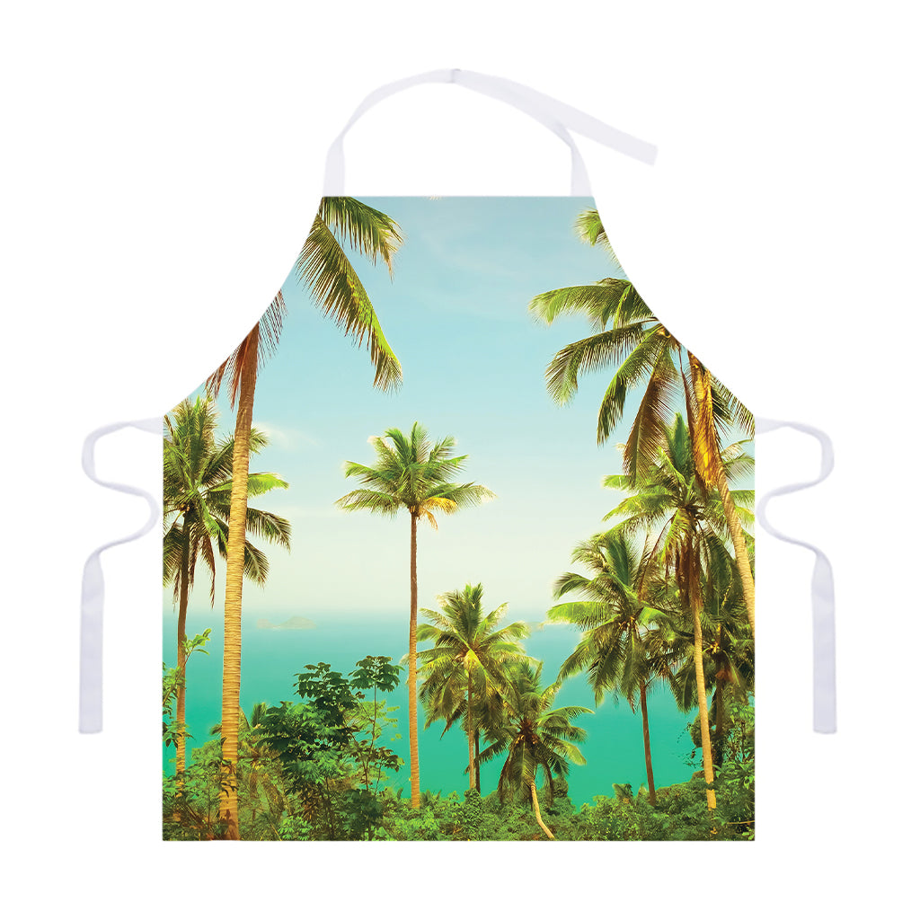 Coconut Tree Print Adjustable Apron