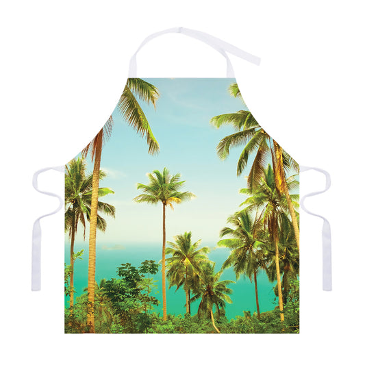 Coconut Tree Print Adjustable Apron