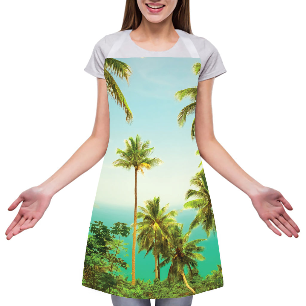 Coconut Tree Print Adjustable Apron