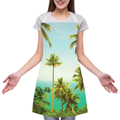 Coconut Tree Print Adjustable Apron