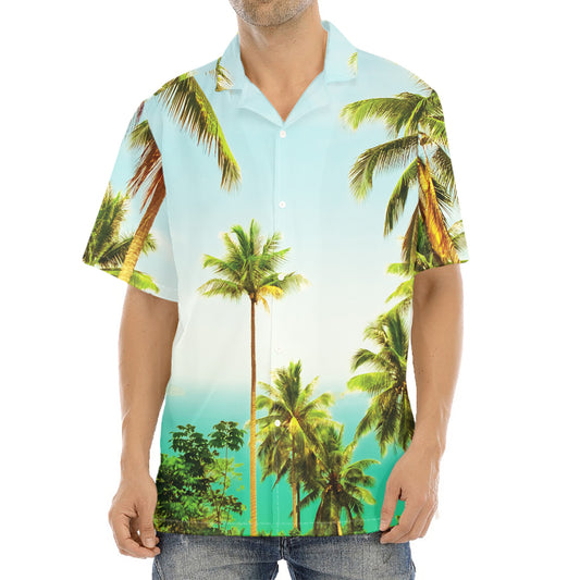 Coconut Tree Print Aloha Shirt