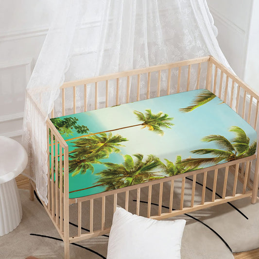 Coconut Tree Print Baby Crib Sheet