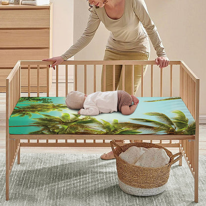 Coconut Tree Print Baby Crib Sheet
