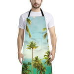 Coconut Tree Print Bib Apron With Pocket