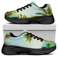 Coconut Tree Print Black Chunky Shoes