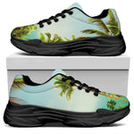 Coconut Tree Print Black Chunky Shoes