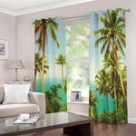Coconut Tree Print Blackout Grommet Curtains