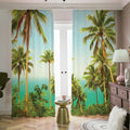 Coconut Tree Print Dimout Pencil Pleat Curtains