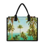 Coconut Tree Print Canvas Tote Bag