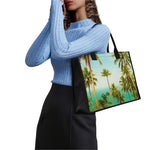 Coconut Tree Print Canvas Tote Bag