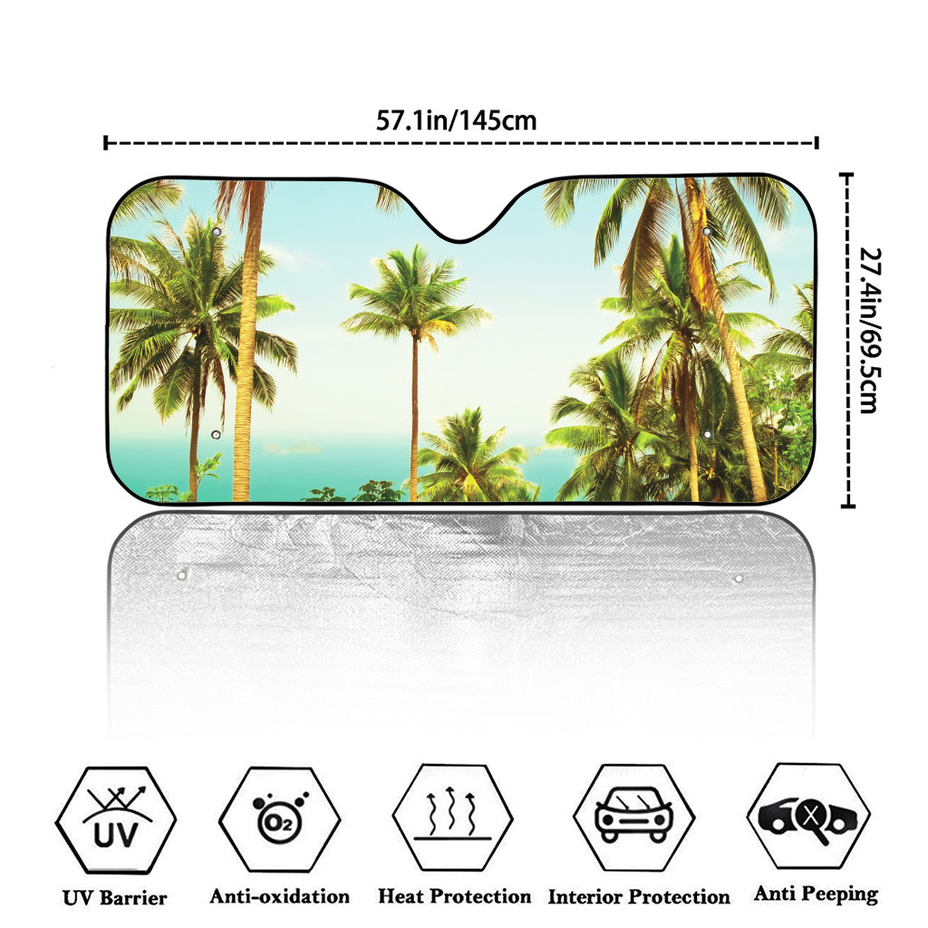 Coconut Tree Print Car Windshield Sun Shade